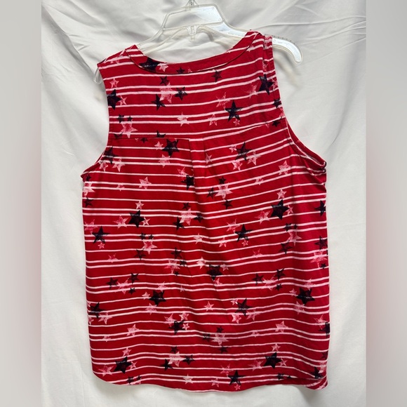 Kim Rogers Patriotic Labor Day Sleeveless V-neck Shirt Size Large - Picture 2 of 6
